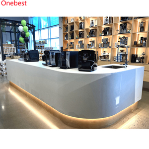 Comptoir de <span class=keywords><strong>bar</strong></span> commercial en forme de L en Corian avec écran arrière - Product Image 2