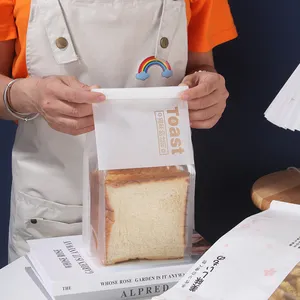 Grosir Pabrik tas makanan ringan panggang kertas katun kustom multi fungsi kualitas tinggi dicetak kantung roti tersegel