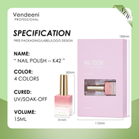 Vendeeni – Kit de vernis à ongles gel pastel 4 couleurs, sans TPO ni HEMA, personnalisable OEM, marque et flacon uniques, fournisseur d'articles pour ongles