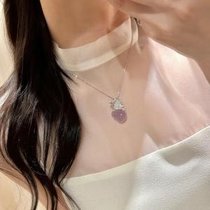 Collar con Colgante de Candado Ruyi de Plata Pura S925 para Mujer, Nuevo Tesoro Azul Marino Chino, Sensación Fría y Clara, Moda Dorada para Dama - Product Image 1