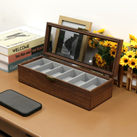 Boîte à souvenirs en bois FSC & BSCI pour hommes, vitrine à 6 emplacements, boîte de rangement pour hommes