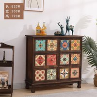 Meuble de rangement rustique en bois antique léger et de grande capacité pour salon, avec plusieurs tiroirs