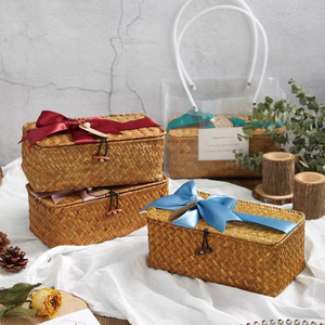 Cesti Portaoggetti in Paglia Intrecciati a Mano, Scatole Multiuso per Regali di Ramadan, Bomboniere per Matrimoni, Organizzazione Domestica - Product Image 2