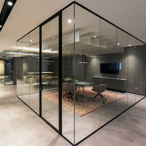 Anpassung Full-View Clear Single Glaswand trennwand Factory Aluminium Demontierbare Panorama-Büro trennwand - Product Image 3