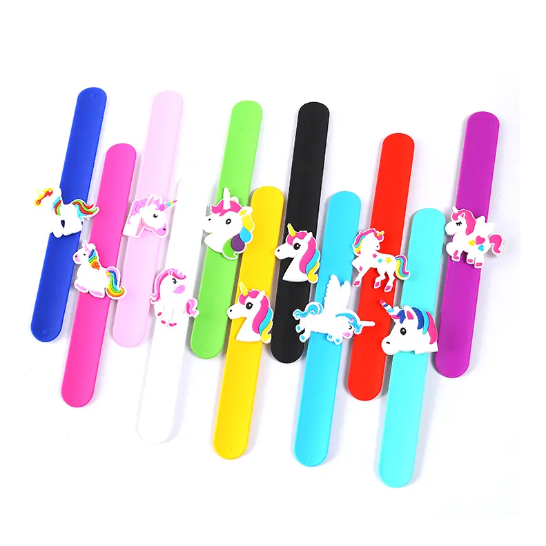 Unicorn Bracelet Birthday Party Favors Colorful Assorted Reversible slap bracelet for kids