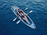 Kayak gonflable transparent pour 2 personnes, double siège, pliable, accessoires, bateau en PVC, garantie 1 an, pour la pêche, les sports nautiques en plein air