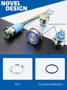CE <strong>IP67</strong> Anti-Dust Anti-Water Latching Metal <strong>Pushbutton</strong> <strong>Switches</strong> Connector 12/16/19/22mm Silver LED Brass Stainless Steel 12mm - Product Image 2