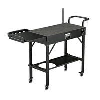 Chariot de barbecue Pinnovo à 2 niveaux pour l'extérieur, table roulante de préparation alimentaire, table de jardin pour patio, cour arrière, cuisine, outils