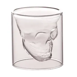Tasse Double en verre Transparent, 3 tailles, pour pub, bar, pirate