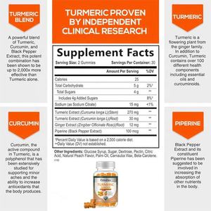 Gommes au curcuma Antioxydants naturels Suppléments de soutien immunitaire Santé Complément nutritionnel diététique - Product Image 3