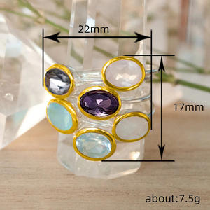 แหวนพลอยรูปไข่ อเมทิสต์ธรรมชาติ ทรงเบเซล สำหรับทุกเพศ แฟชั่นเครื่องประดับ ของขวัญ - Product Image 4