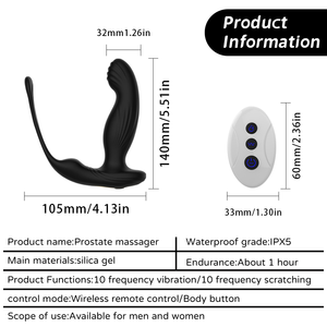 Tapón Anal Eléctrico <span class=keywords><strong>de</strong></span> Silicona, Estimulador Anal Vibrador con Control Remoto, 100% Impermeable, Masajeador Sexual para Adultos, Venta al por Mayor - Product Image 3