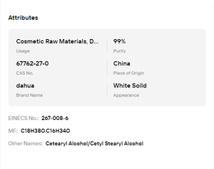 Alcohol Cetil Estearílico C16-18 de Grado Cosmético para Emulsionante, Espesante y Uso Cosmético - Product Image 6