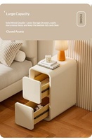 Table de Chevet Minimaliste Moderne en Bois Massif, Écologique et Intelligente, Style Crème Luxe Léger, Meuble de Rangement Domestique