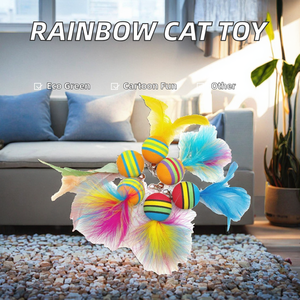 Juguete para Gatos con Plumas de Arcoíris de Dibujos Animados, Ecológico, con Cabeza Reemplazable - Product Image 2