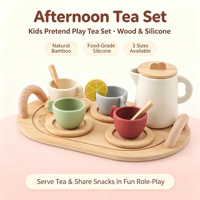 Jouet de cuisine éducatif en bois pour filles de 5 à 7 ans - Ensemble de jeu de cuisine simulée avec outils de modelage