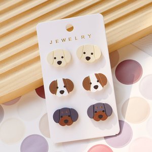 3 paires de boucles d'oreilles mignonnes en forme de chiot de dessin animé, en acrylique, Labrador, <span class=keywords><strong>Beagle</strong></span>, Teckel, chien, animal de compagnie, <span class=keywords><strong>mini</strong></span> bijoux, cadeaux de vacances - Product Image 4