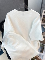 Ensemble décontracté gaufré pour femme, été 2023, style coréen, t-shirt oversize à manches courtes + short brodé lettres, 2 pièces