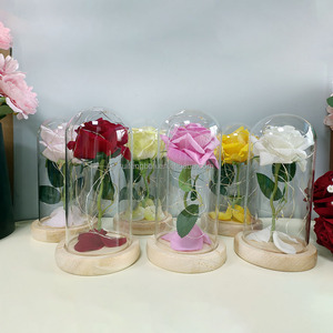 standard china wholesale eternal led light preserved everlasting forever rose glass dome pink immortal flower with gift box