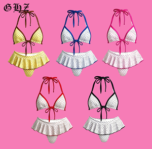 Costumi da Bagno a Pois per Donne, Bikini Personalizzato con Top Corto e Gonna, Set da Spiaggia in Due Pezzi Stile Y2k - Product Image 1