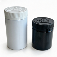 Pot en plastique pour animaux de compagnie avec logo personnalisé noir ou blanc, avec bouchons CRC, plusieurs tailles disponibles, peut être étiqueté ou imprimé