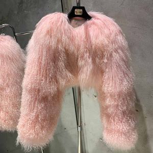 Caldo di vendita invernale mongolia <span class=keywords><strong>pelliccia</strong></span> genuina cappotti di <span class=keywords><strong>pelliccia</strong></span> di colore rosa chiaro da donna - Product Image 1