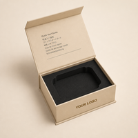 Boîte à livres rigide magnétique beige chaud avec logo OEM personnalisé, insert en mousse EVA, guide de démarrage rapide imprimé à l'intérieur, emballage cadeau de luxe