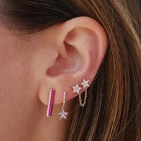 LOZRUNVE Joyería de Moda, Nuevo Diseño, Pendientes de Plata 925 con Circonita Cúbica y Esmalte en Forma de Luna, Alibaba Perú