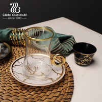 Ensemble de tasses à thé et soucoupes en verre de style arabe du Moyen-Orient, ensemble de tasses à thé noir turques pour le mois de Ramadan, service de thé et de café