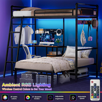 Un lit superposé de haute qualité, grand format, avec un support en métal robuste et un bureau pour étudier ou travailler
