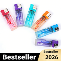Briquet à gaz en plastique moderne de haute qualité, résistant au vent et durable, pour cigarettes