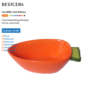 Bescera mangkuk pemberi makan kelinci berbentuk wortel yang dipersonalisasi mangkuk hewan peliharaan keramik kelas atas - Product Image 1