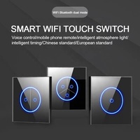Nouvelle conception, application Tuya, télécommande vocale Alexa, norme britannique et européenne, interrupteur mural intelligent tactile LED Wifi à panneau en verre 1/2/3 gang