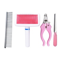 Kit de toilettage et de bain manuel pour chien, peigne Teddy, peigne en acier, peigne anti-puces, peigne pour enlever les poils de chat, peigne à dents droites, coupe-ongles