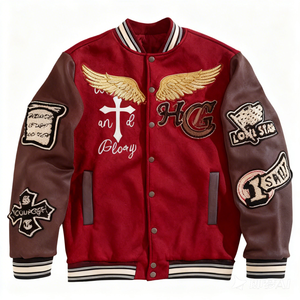2026 OEM Factory Direct Wholesale Customised <b>Men's</b> Winter Bomber <b>Jacket</b> Stand Eco-Friendly Windproof Embroidered <b>Velvet</b> Patches - Product Image 2