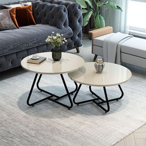 Juego de Mesa de Centro Portátil Moderno de 2 Piezas con Patas Curvas - Product Image 6