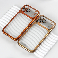 Coque de téléphone électroplaquée avec protection d'objectif intégrée, antichoc en TPU+PC, anti-jaunissement, transparente givrée pour iPhone 17 Pro Max 16 15