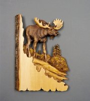 Décoration murale artisanale en bois en forme d'animal |   Plaque sculptée rustique à suspendre pour la décoration de la maison (Renard, Loup, Ours, Raton laveur)