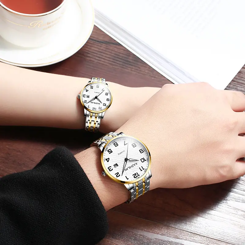for Stainless Steel Mesh Belt Quartz Watch Men's and women Fashion Business Calendar Watches Custom Logo Gold Watch