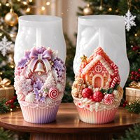 Moule en silicone en gros pour bougies DIY en forme de maison de neige, cupcake, cornet de glace, pour bougies parfumées, décoration de table de Noël et cadeau, facile à démouler