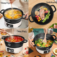 Wok électrique multifonctionnel 7L en pierre Maifan, antiadhésif, 1360W, 3 niveaux de chaleur, poêle électrique détachable
