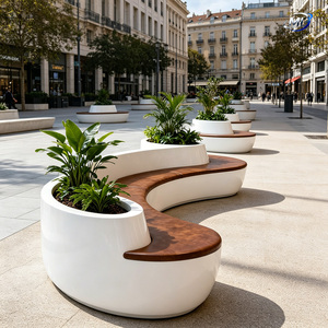 Banc-jardinière en PRV personnalisé avec sièges intégrés pour centre commercial, parc, hôtel, espace public, projet urbain - Product Image 3
