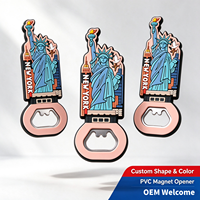 Aimants de réfrigérateur en PVC souple personnalisés, ouvre-bouteille, souvenirs de voyage, Statue de la Liberté de New York, OEM