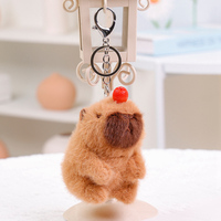 Pendentif en peluche Capybara mignon avec son, lumière et queue qui bouge, fourrure douce, porte-clés portable pour sac, cadeau adorable pour enfants