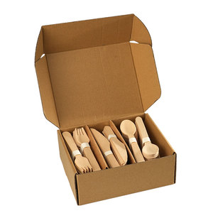 Lot de 72 couverts jetables biodégradables en bois écologiques de 160 mm (fourchettes, cuillères, couteaux) - Product Image 1