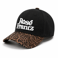 OEM/ODM Amerikaanse brede luipaardprint grote pet kleine hoed met geborduurde gezichtsletters retro sportieve baseballcap gouden koperen gesp