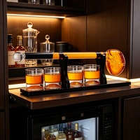 Ensemble de carafe à whisky de golf haut de gamme, design de club de golf, bouteille à liqueur, 4 verres à shot, base en bois, cadeau de bar pour golfeur, papa