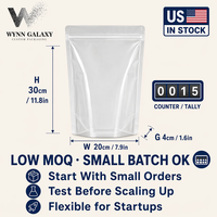 Soldes de liquidation Côte Ouest des États-Unis : Sachet Doypack transparent refermable à fermeture éclair pour riz et céréales, 20*30*4cm (7.9*11.8*1.6in)