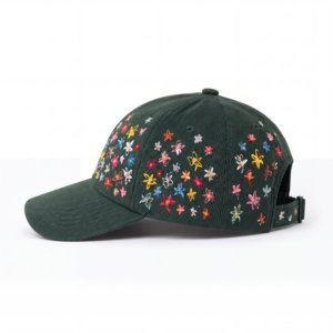 Custom Logo Leaf Design <b>Flat</b> Embroidery 6 Panel Adjustable Corduroy Baseball Cap Vintage Retro Dad <b>Hat</b> T&L Wholesale - Product Image 4