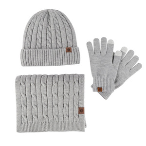 Ensemble trois pièces pour <span class=keywords><strong>homme</strong></span> et femme : <span class=keywords><strong>bonnet</strong></span> d'hiver en tricot épais, écharpe et <span class=keywords><strong>gants</strong></span>, <span class=keywords><strong>gants</strong></span> chauds anti-froid pour <span class=keywords><strong>homme</strong></span> - Product Image 5